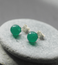 Green Onyx and Sterling Silver Stud Earrings