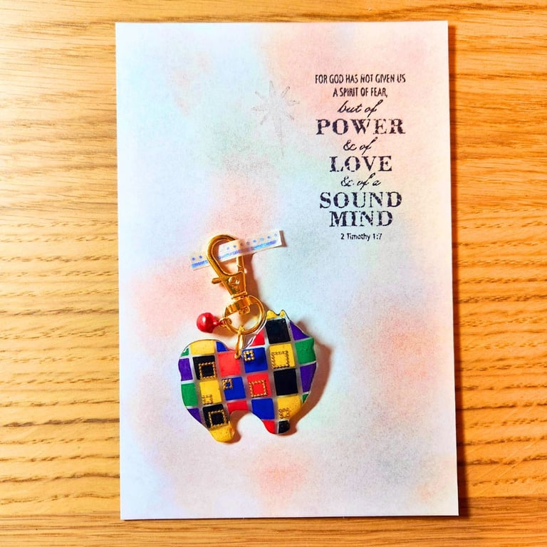 Dog keyring keychain Pomeranian Blessing card Bible verses card