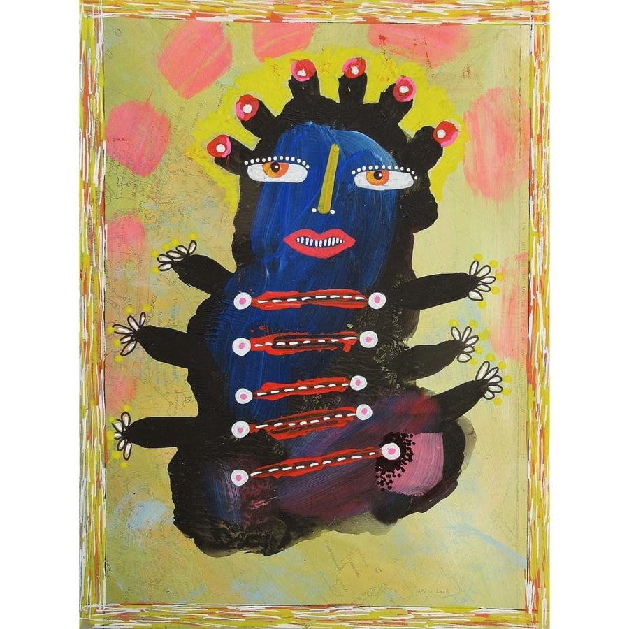 Monster Painting Outsider Alternative Lowbrow Weird Quirky Artwork 6x8 Inches