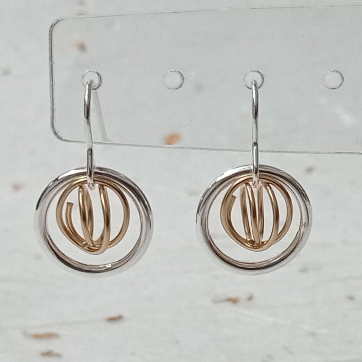 Sterling silver ring & 14ct gold filled wire earrings - minimalist drop earrings