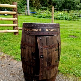 Bespoke oak whisky barrel postparcel box made to order