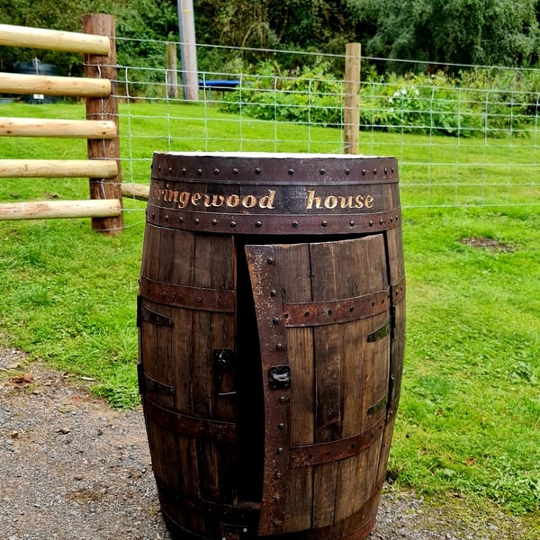 Bespoke oak whisky barrel postparcel box made to order