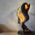 Sculptural wood torso lamp