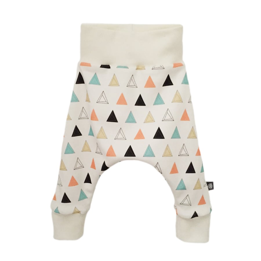 ORGANIC Baby HAREM PANTS Relaxed PRISM TRIANGLES Trousers GIFT IDEA by BellaOski