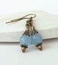 Blue jade bronze earrings, vintage style - Image 3