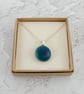 Frosted sea blue glass pendant with chain