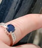 Natural Blue Sapphire Sterling Silver Ring With White Zircon Size N to O - Image 7