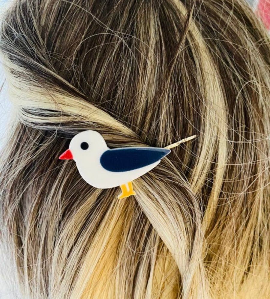 Seagull Puffin resin hairclip