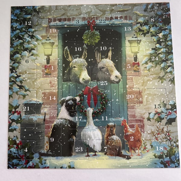 New for Christmas stable door and animals Advent Calendar Card Handmade 7 i