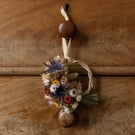 Mini dried flower blue, yellow and red wreath