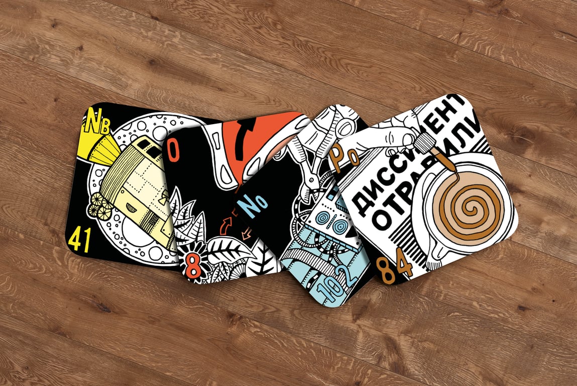 Set of Illustrated Periodic Table Drinks Coasters