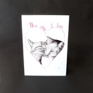 Blank Valentines Cat Card