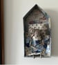 Paper mache sleeping hare under handmade quilt - Image 4