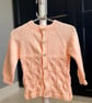 Hand-Knitted Baby Cardigan with Lace Detail – Soft Peach (12-18m)