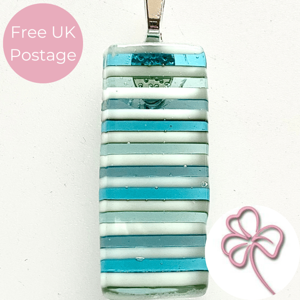 Ice Stripe Wide Glass Pendant 