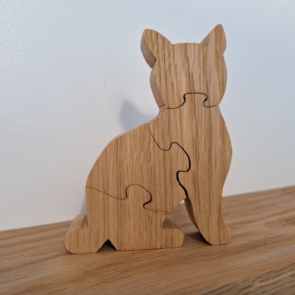 Solid oak cat jigsaw