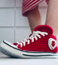 Red Crochet Sneakers Slipper Socks  - Image 1
