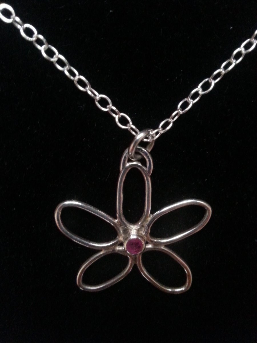 Delicate daisy ruby necklace