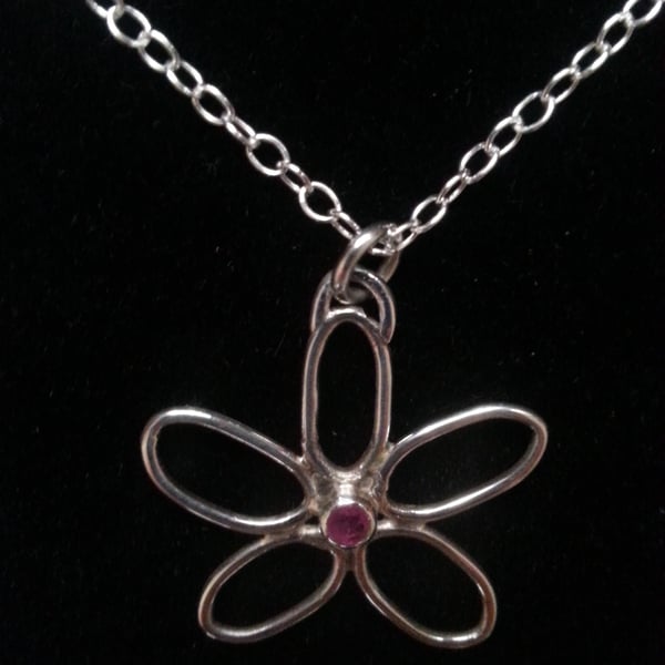 Delicate daisy ruby necklace