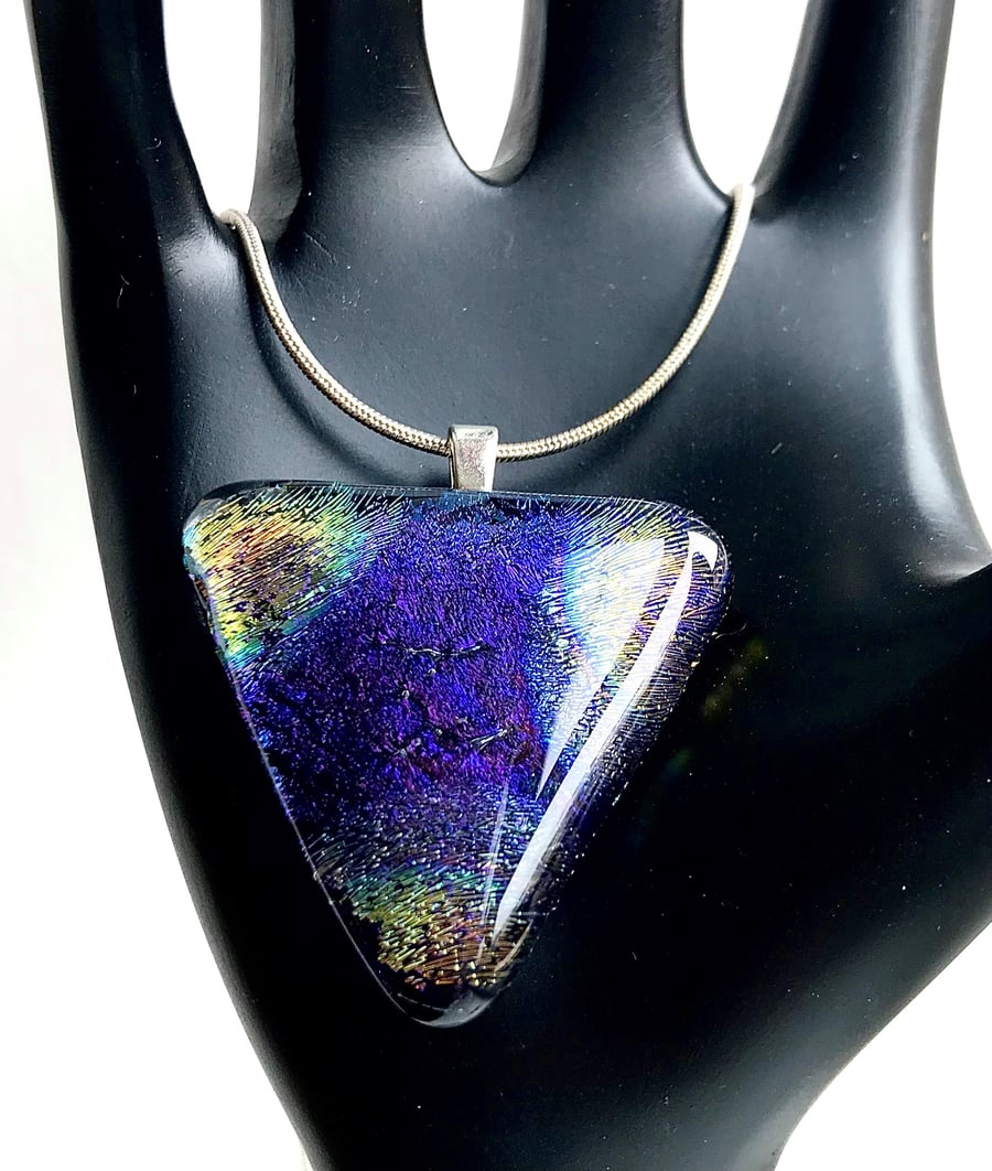 Triangle Iridescent Dichroic Glass Pendant 