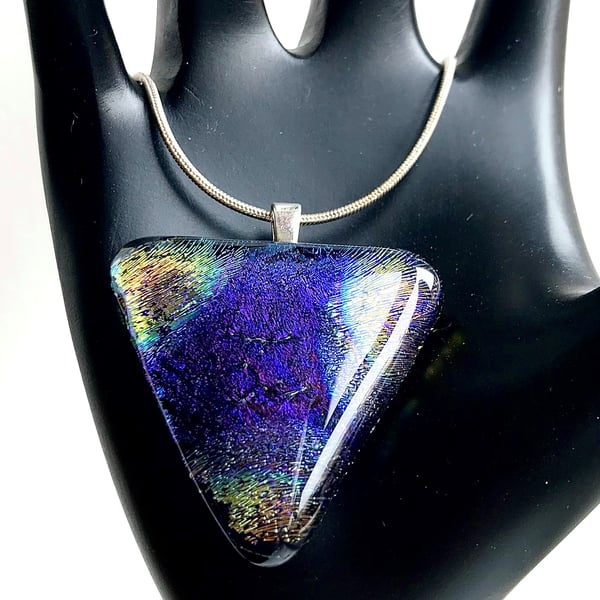 Triangle Iridescent Dichroic Glass Pendant 