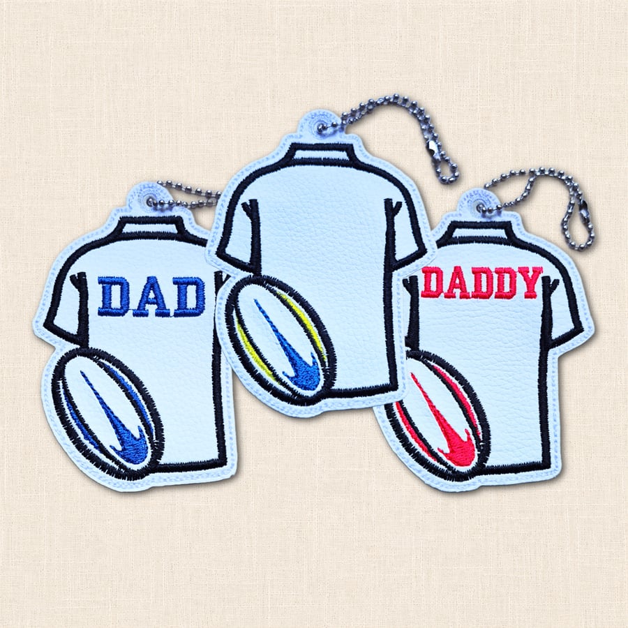Dad Rugby Shirt Hanging Charm - Embroidered Rugby Decoration