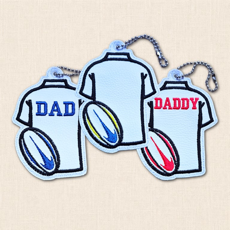 Dad Rugby Shirt Hanging Charm - Embroidered Rugby Decoration