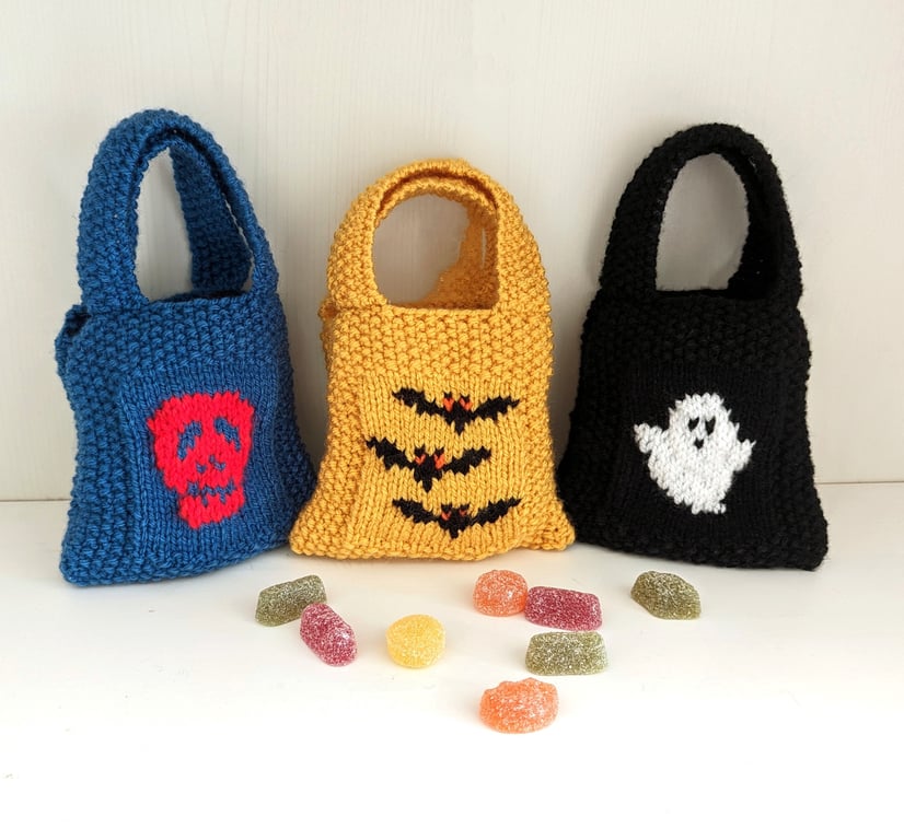 Knitting Pattern for Halloween Treat Bag - Digital Knitting Pattern