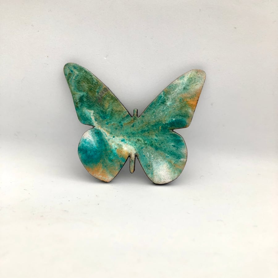 Marbled Butterfly Brooch - Turqoise