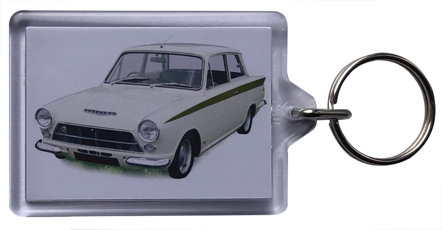Ford Lotus Cortina Mk1 1964 - Keyring with 50x35mm Insert - Classic Car Fan