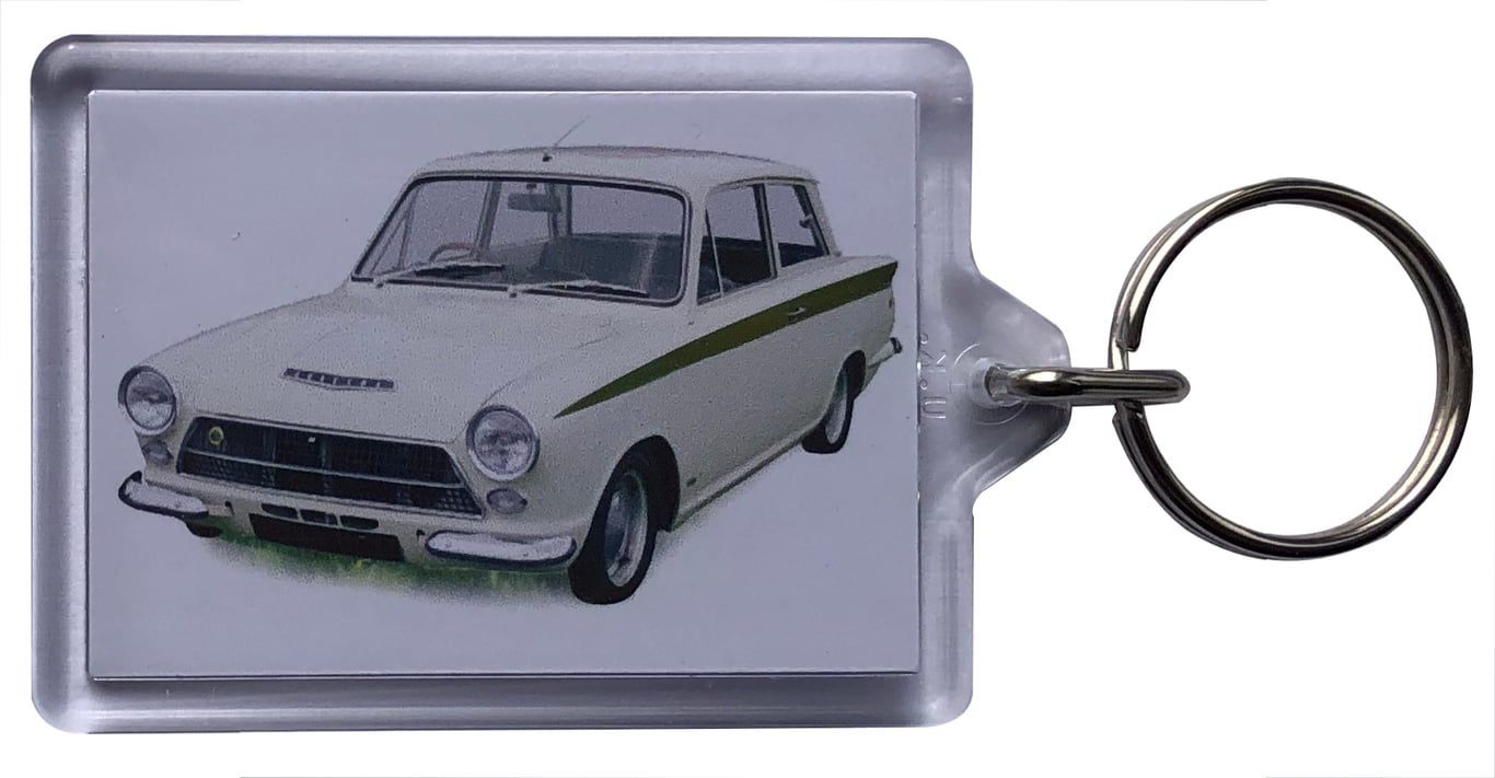 Ford Lotus Cortina Mk1 1964 - Keyring with 50x35mm Insert - Classic Car Fan