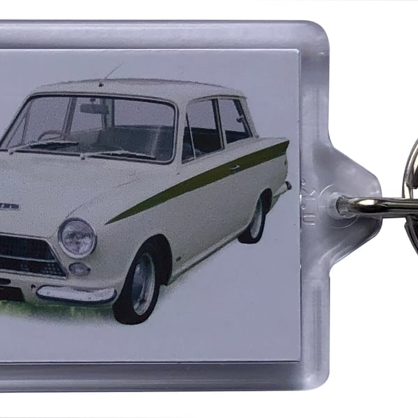 Ford Lotus Cortina Mk1 1964 - Keyring with 50x35mm Insert - Classic Car Fan