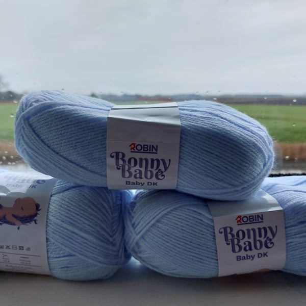Baby Blue x3 Robin Bonny Babe DK Knitting Wool Yarn 100g Balls