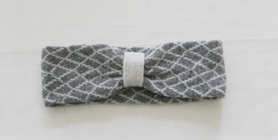 Headband Soft Merino Lambswool Pearl Grey Cream