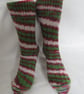 Hand-cranked Knitted Ribbed Wool Socks Size 6 to 7
