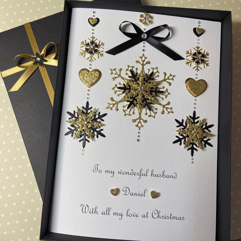 Personalised Christmas Card Gift Boxed Husband Wife Boyfriend Fiancé Any Message