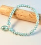 Pale Aqua Glass Pearl Bracelet - Handmade In Devon - Image 4