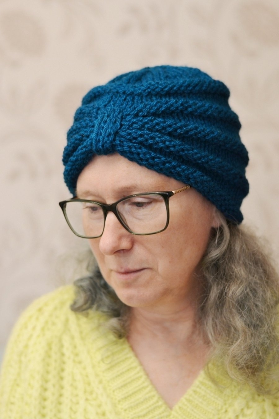 Hat Teal Chunky Knit Turban Hat