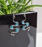 925 Silver & Blue Glass Cats Eye Dangle Earrings Earings Gift Jewellery Jewelry - Image 8