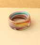 Multicoloured Polymer Clay Band Ring - Psychedelic - Abstract - Size P - Image 5