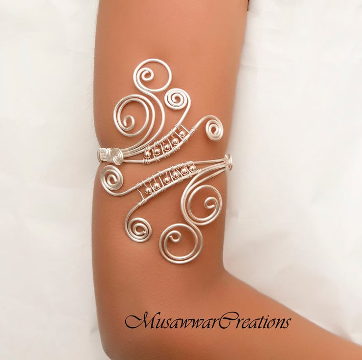 Silver Armlet spiral and Celtic design upper arm cuff celtic swirl armcuff