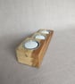 Triple Upcycled Wooden Tealight Holder Reclaimed Wood Candle Gift - Image 9