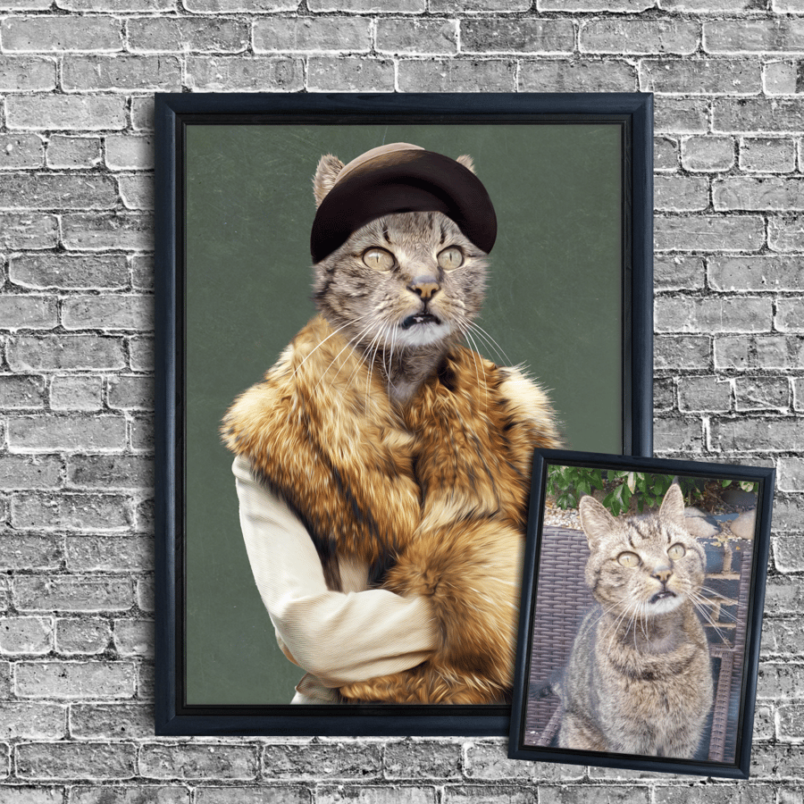 The Peaky Blinders Female Pet Portrait Funny Pet Portrait Animal Drawing