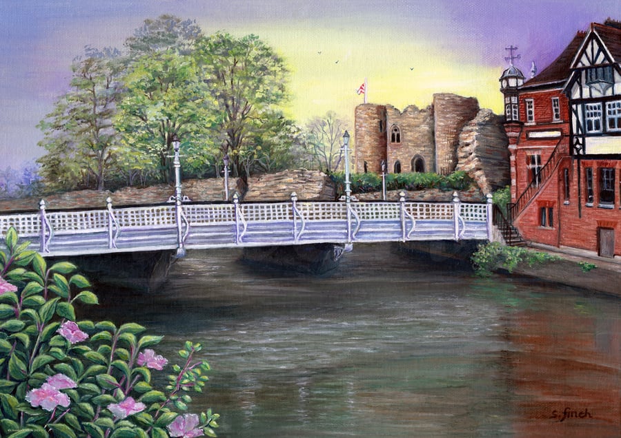 Tonbridge Castle by the River Medway - Limited Edition Giclée Prints