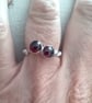 Silver twig double garnet ring - Image 1