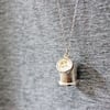 Thimble and button necklace, vintage button, silver thimble necklace