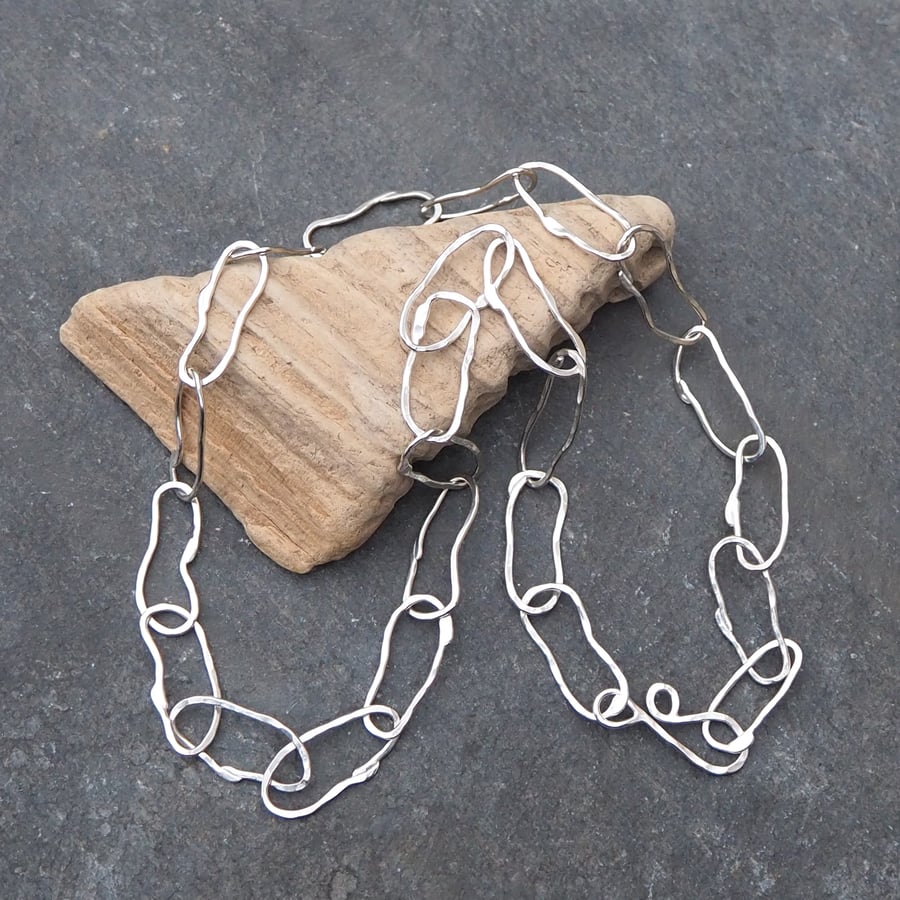 Hallmarked, Argentium Silver Chain Link Necklace