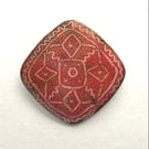 Large Square Enamelled Brooch with Hand-drawn Design - 'Perfectly Imperfect'