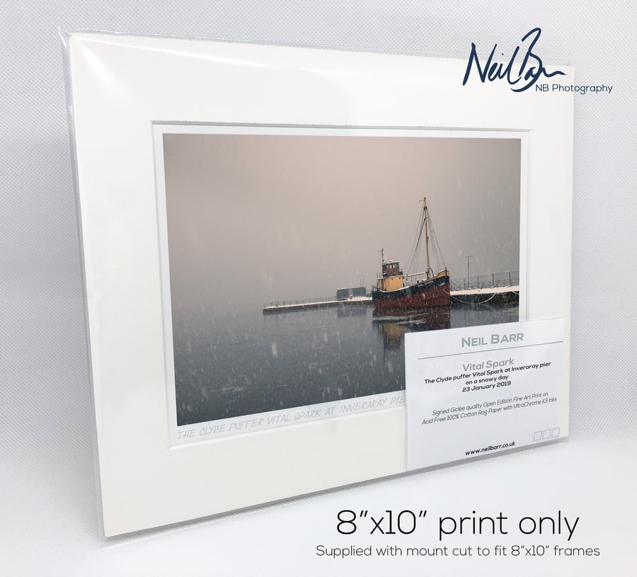 The Clyde puffer Vital Spark at Inveraray pier - A5 (10" x 8") Unframed Print