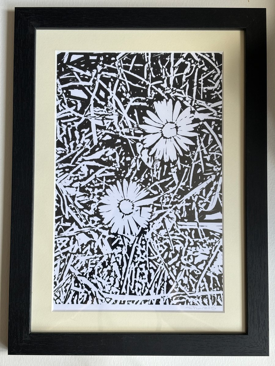 'First Daisies' Unique Monochrome Print, Eco Friendly Gifts  limited edition